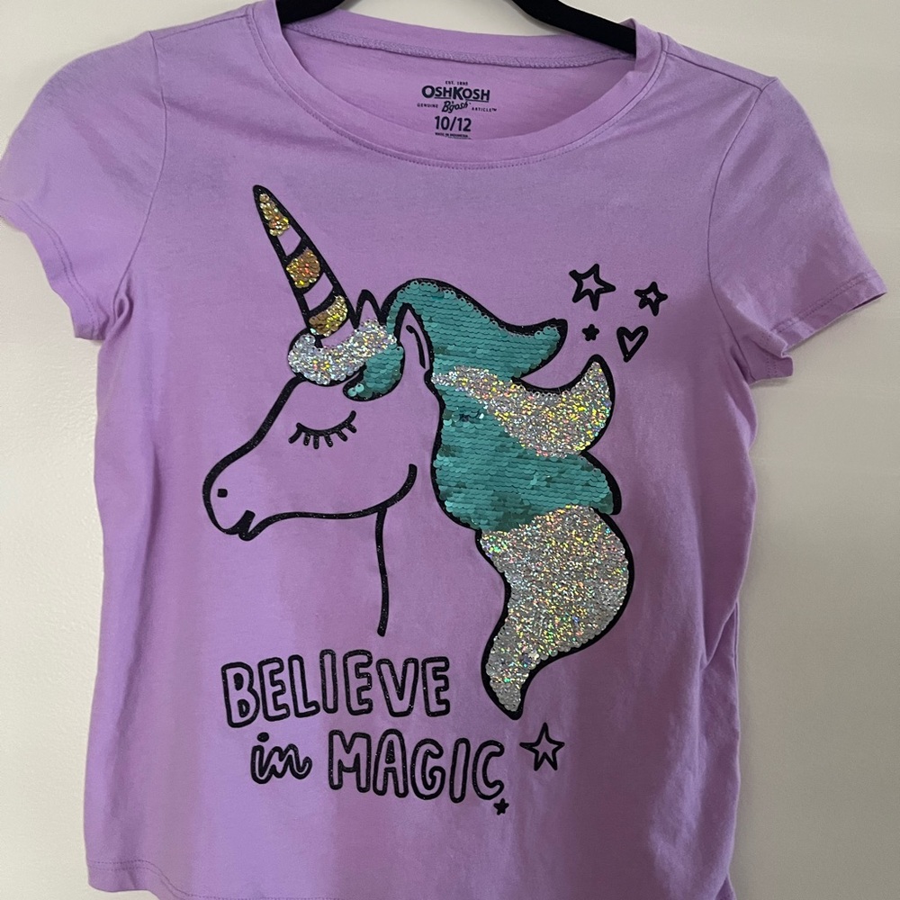 ❤️ OshKosh B'gosh Purple Short Sleeve Unicorn Tee; Size 10/12